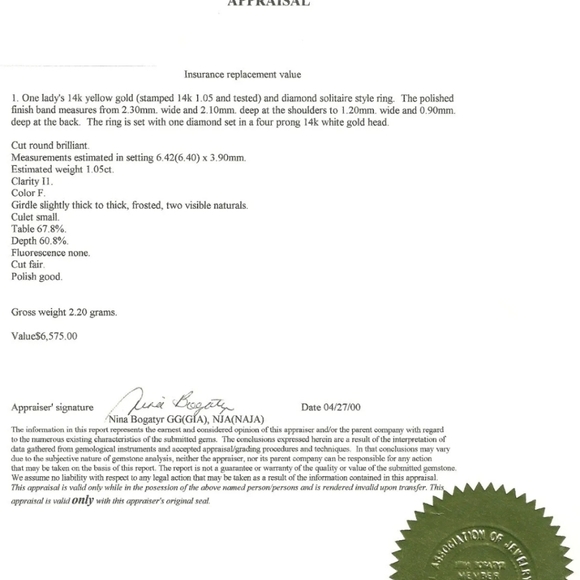 14k yellow gold 1.05ct round diamond set in 4 prong white gold  solitaire ring - Picture 9 of 16